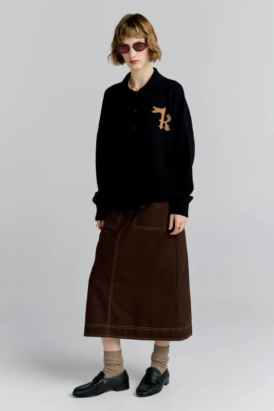 K Flag Polo Black made by Karen Walker
