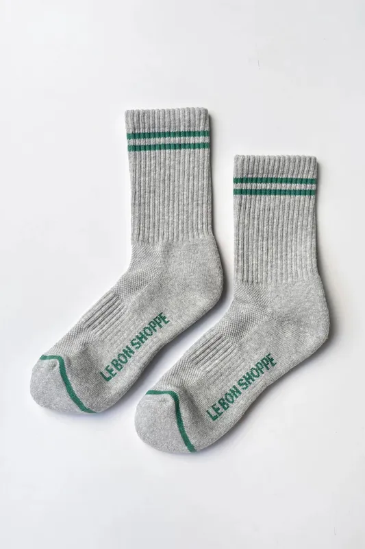 Boyfriend Socks Lt Grey made by Le Bon Shoppe