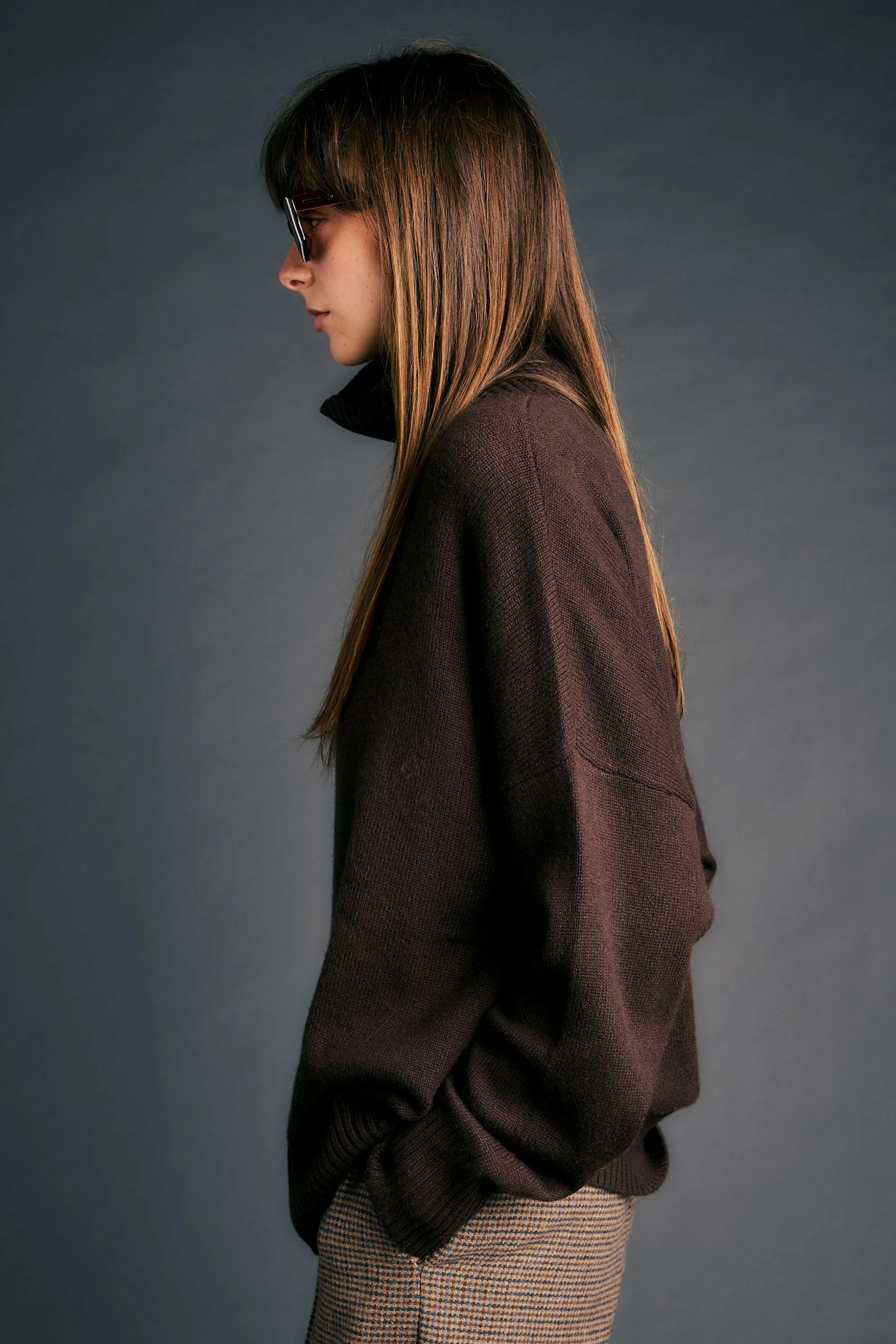 Carmen Oversized Turtleneck Sweater Chocolate sold by Karen Walker product image thumbnail 2