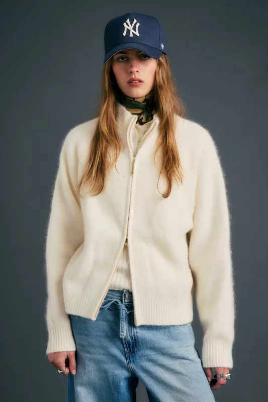 Nestle Knit Bomber Ivory made by Karen Walker