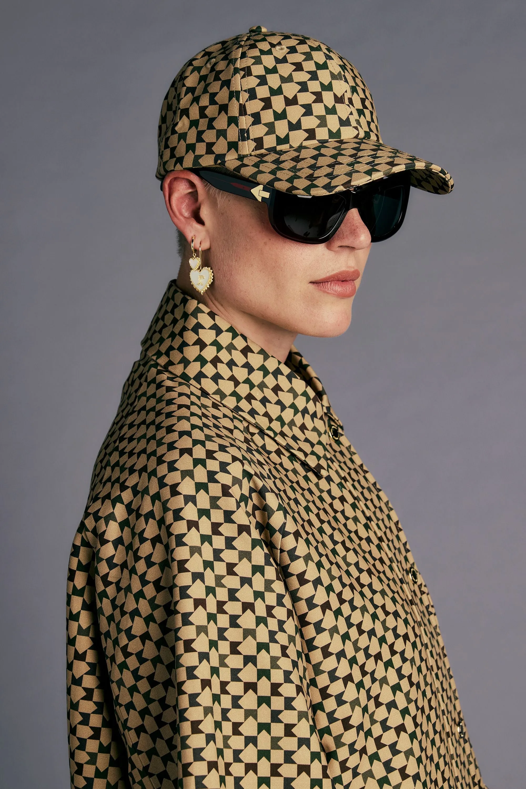 Monogram Check Cap Tan Multi sold by Karen Walker product image thumbnail 2