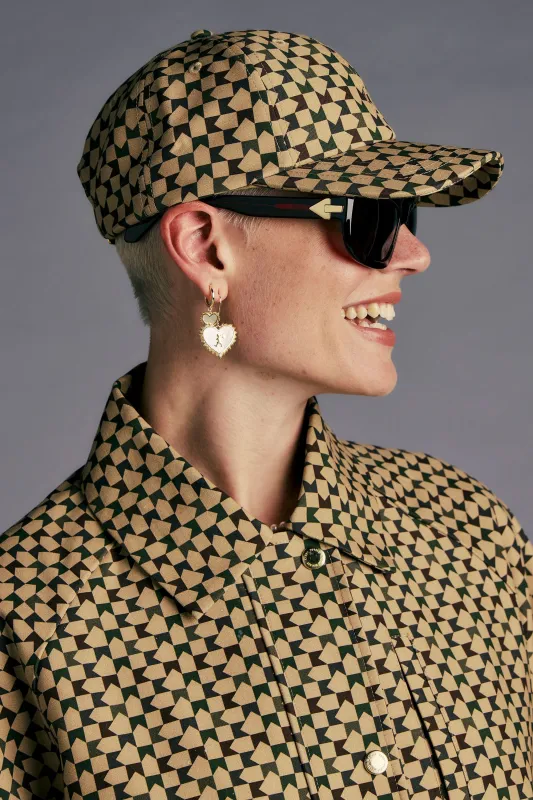 Monogram Check Cap Tan Multi made by Karen Walker