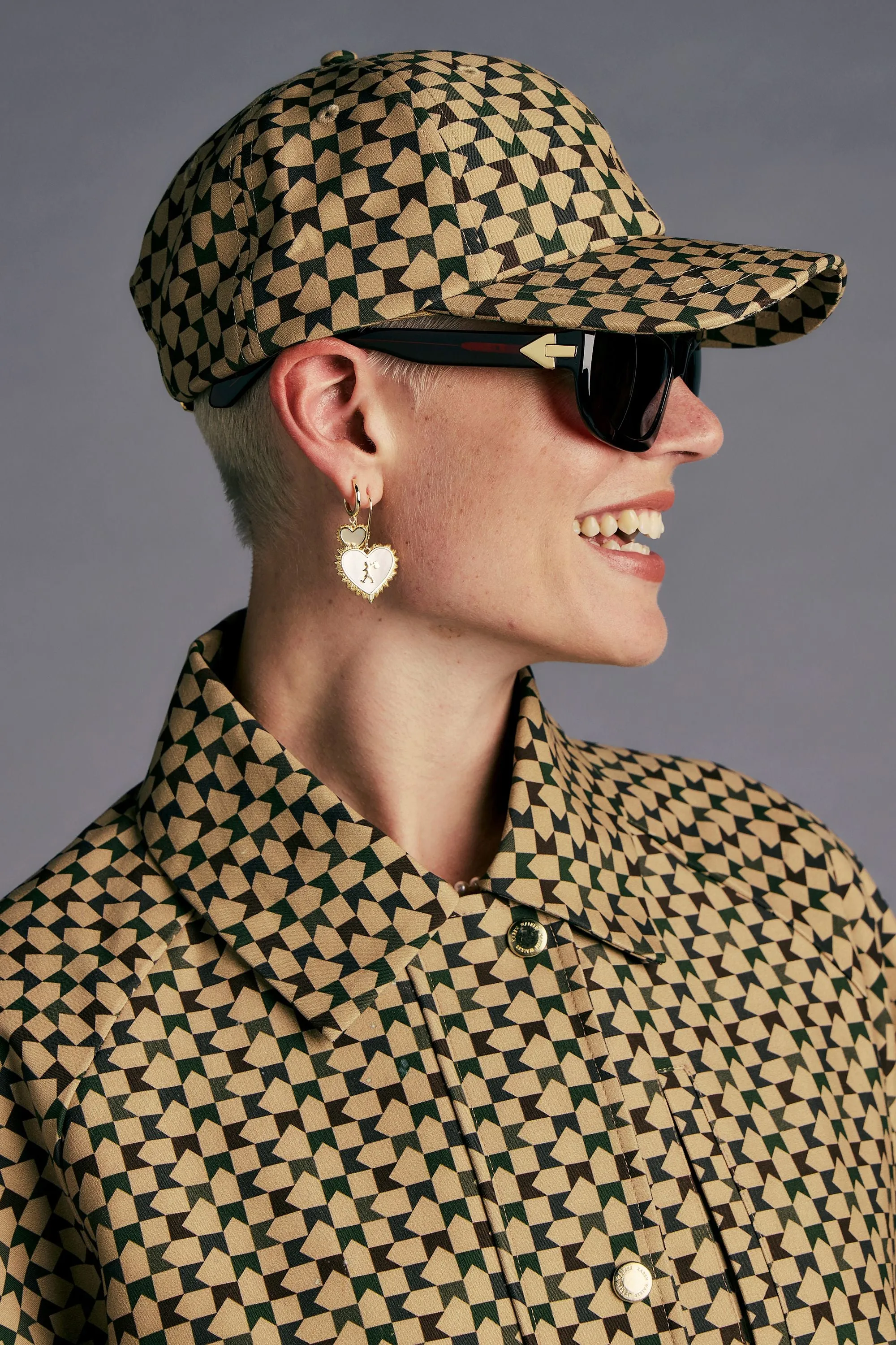 Monogram Check Cap Tan Multi sold by Karen Walker