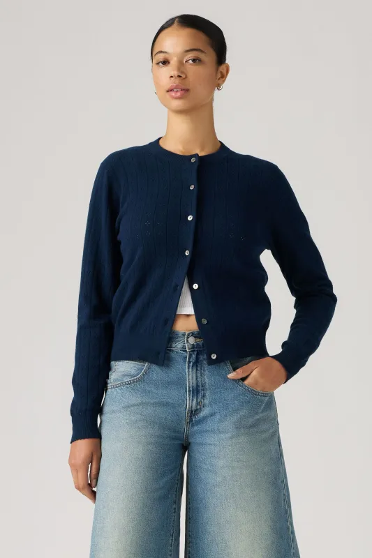 Super Soft Crewneck Cardi Pointelle Navy Pointelle Navy made by Levi's