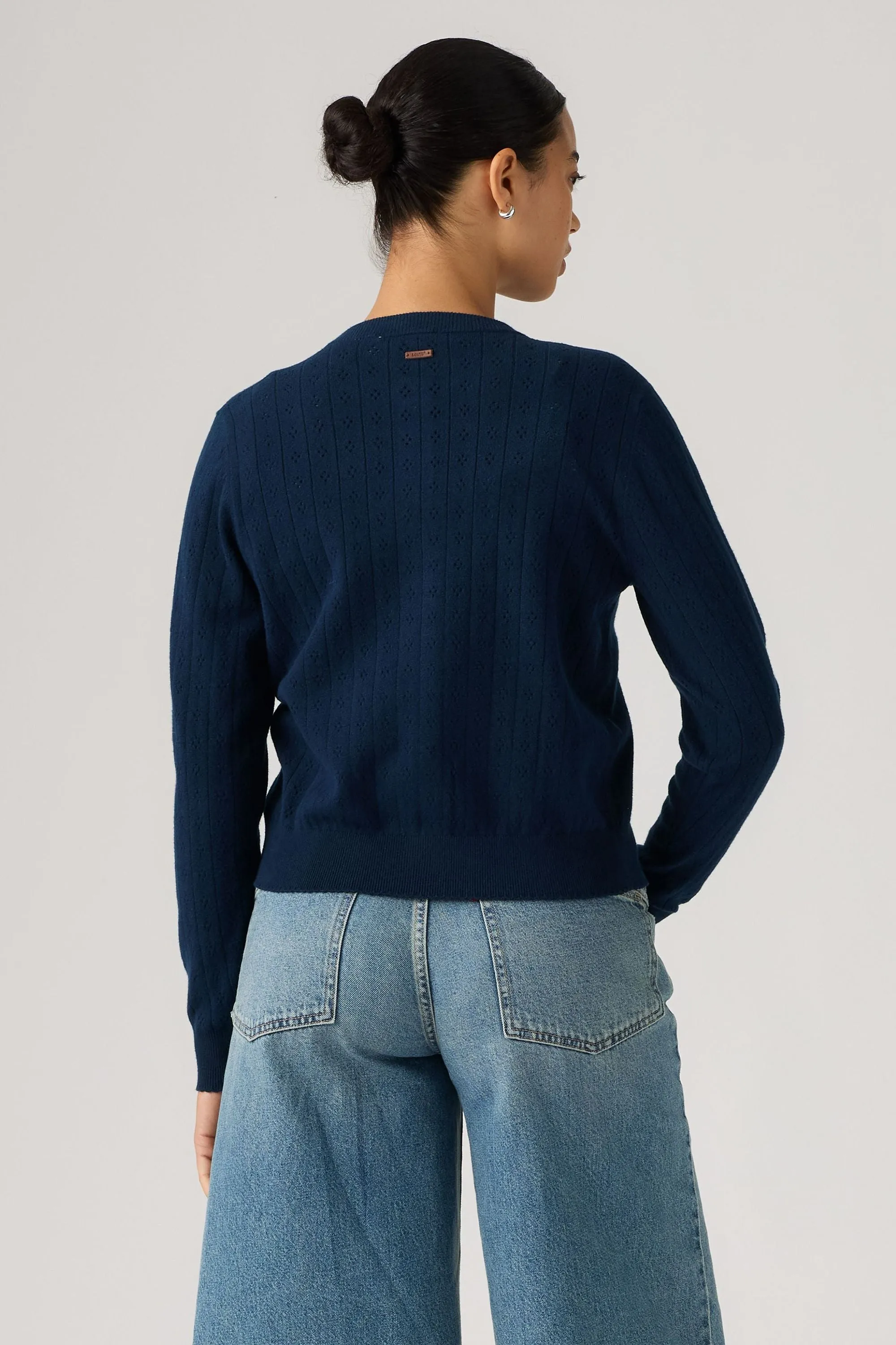 Super Soft Crewneck Cardi Pointelle Navy Pointelle Navy sold by Karen Walker product image thumbnail 2
