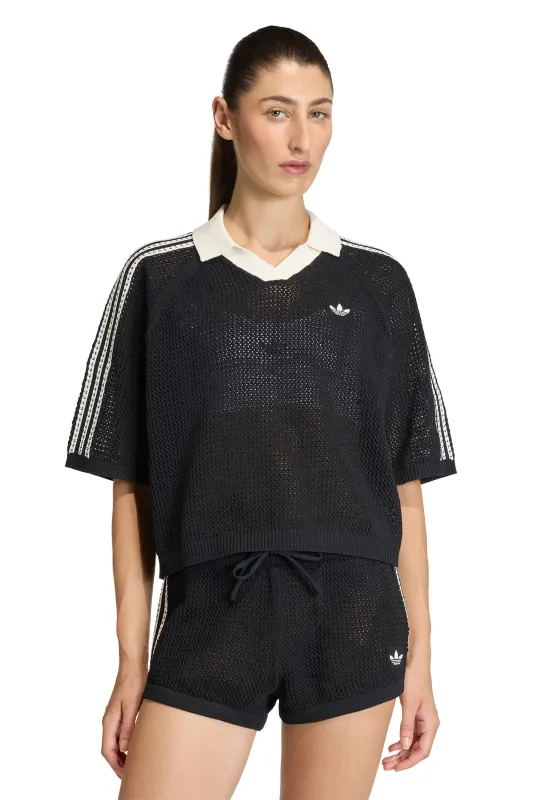 Knitted Crochet Polo Black made by Adidas