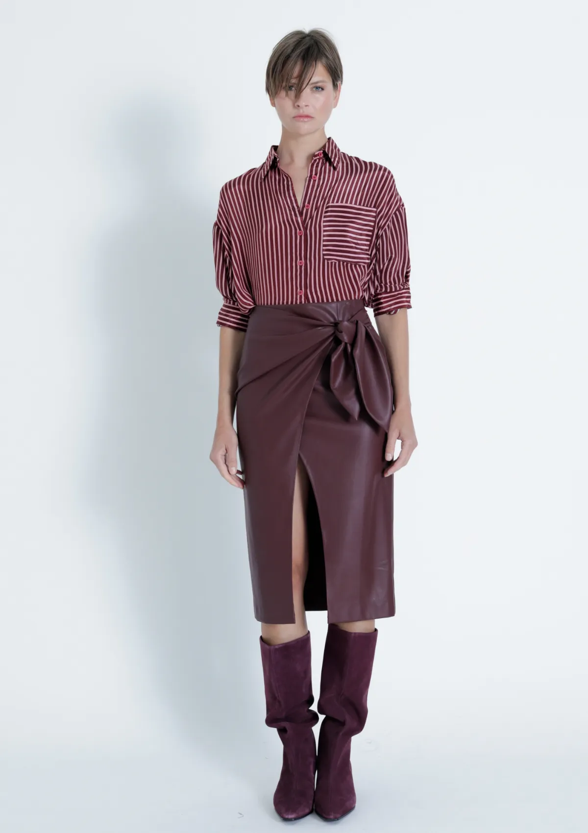 Sybill Vegan Leather Skirt sold by Karina Grimaldi