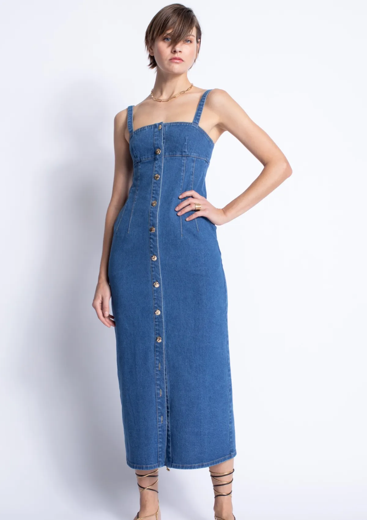 Rio Denim Midi Dress sold by Karina Grimaldi product image thumbnail 2