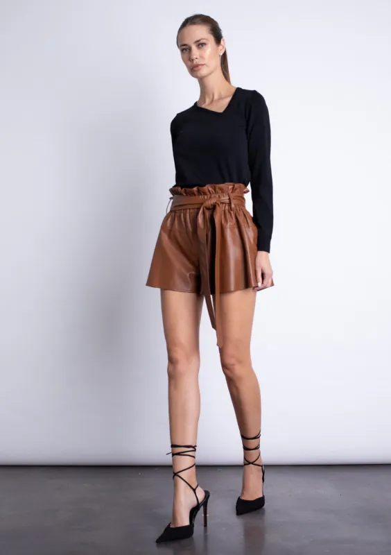Juana Vegan Leather Shorts - Intense Rust sold by Karina Grimaldi