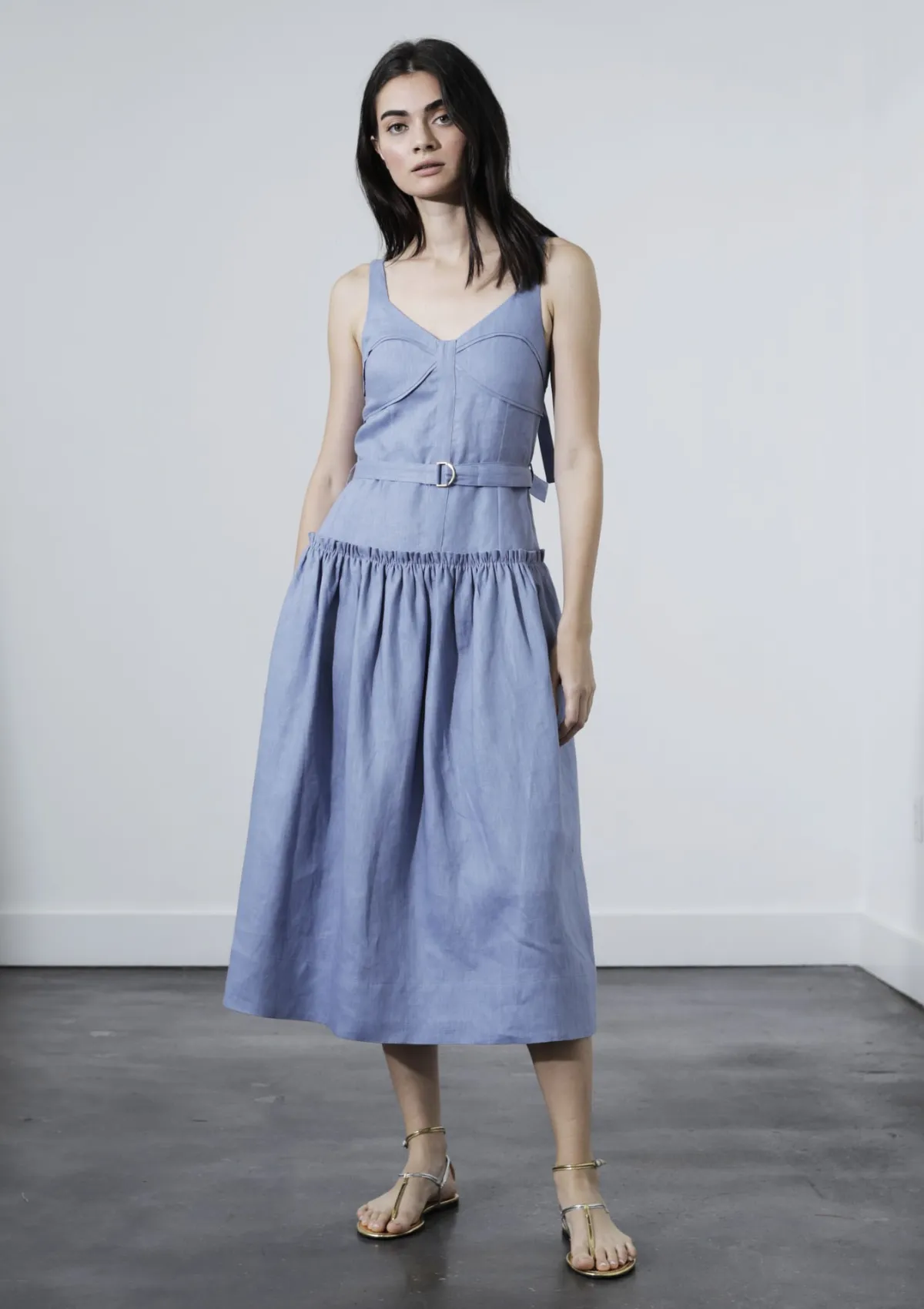 MAGNOLIA MIDI DRESS - STEEL sold by Karina Grimaldi