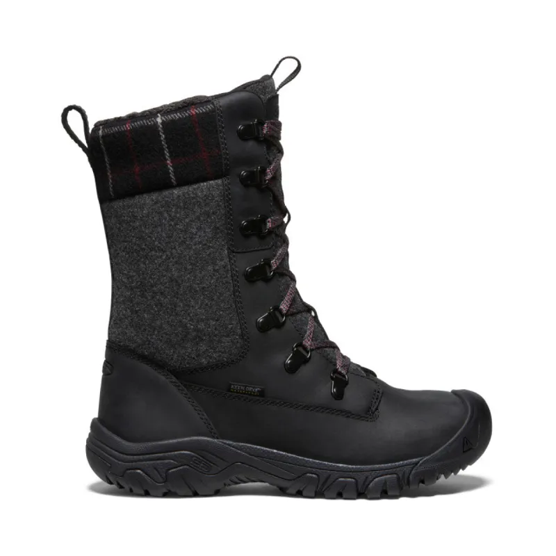 Women's Greta Tall Waterproof Boot  |  Black/Black Plaid sold by Keen
