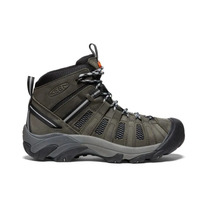Men's Voyageur Mid  |  Steel Grey/Scarlet Ibis sold by Keen