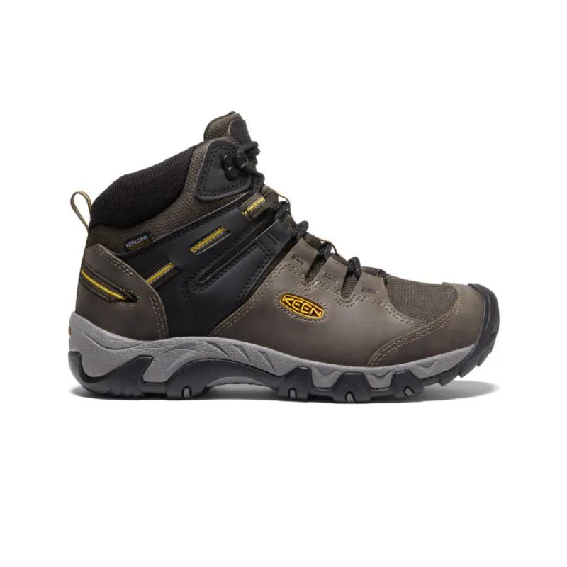 Men's Steens Leather Waterproof Boot  |  Black Olive/KEEN Yellow sold by Keen