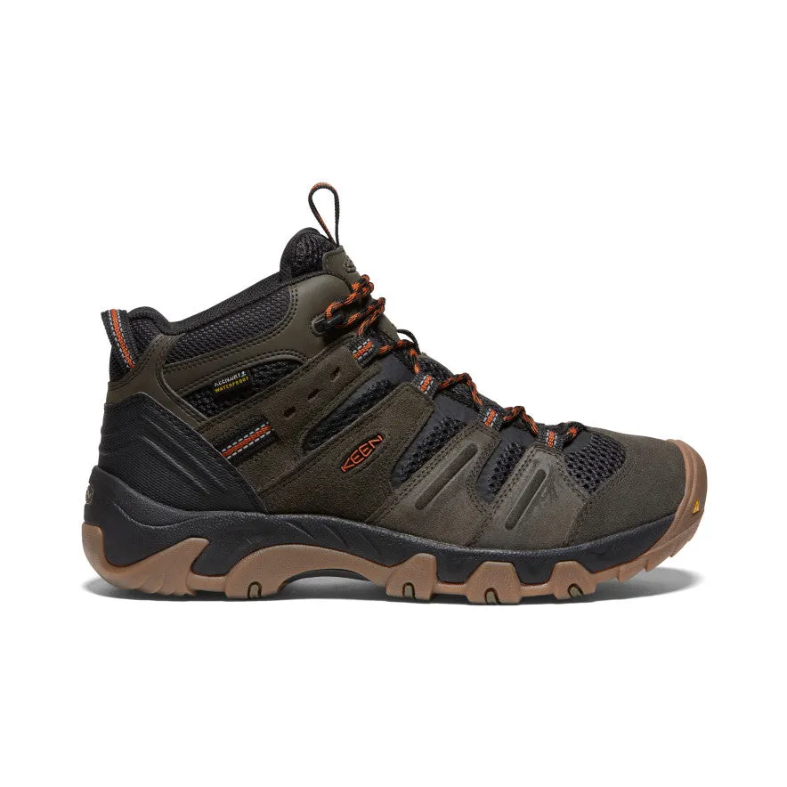 Men's Headout Waterproof Hiking Boot | Black Olive/Fossil Orange sold by Keen