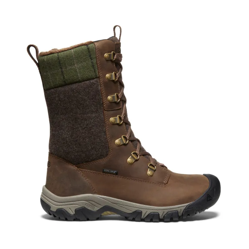 Women's Greta Tall Waterproof Boot  |  Dark Earth/Green Plaid sold by Keen