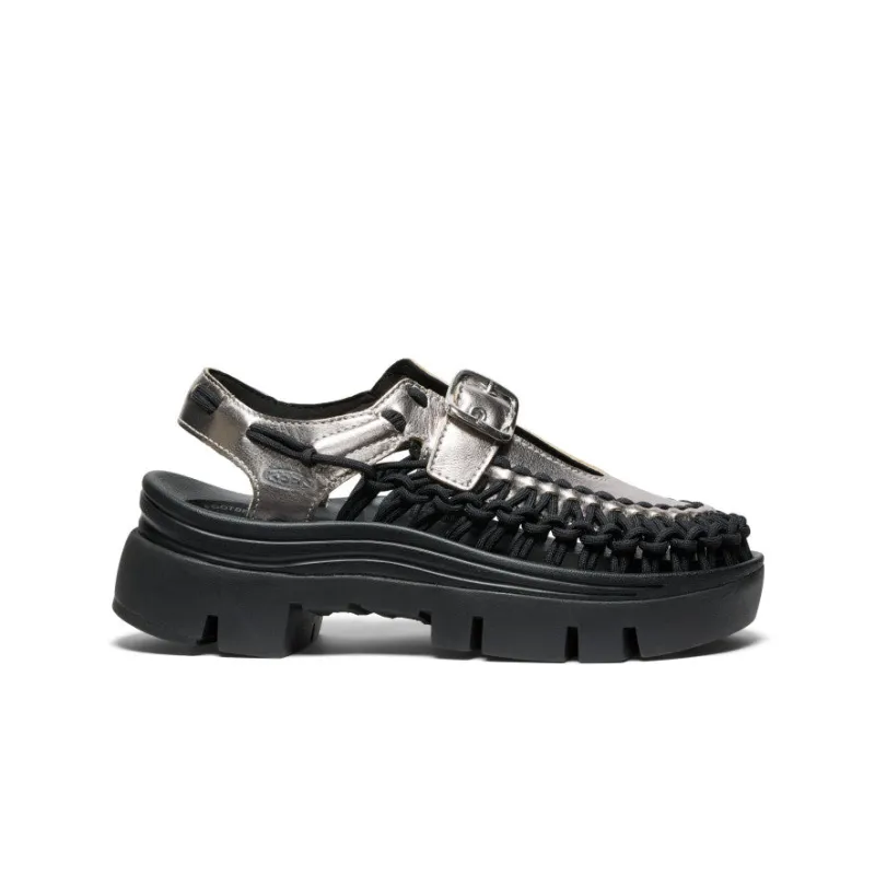 All Gender UNEEK PLT Mary Jane Sneaker  |  Silver/Black sold by Keen