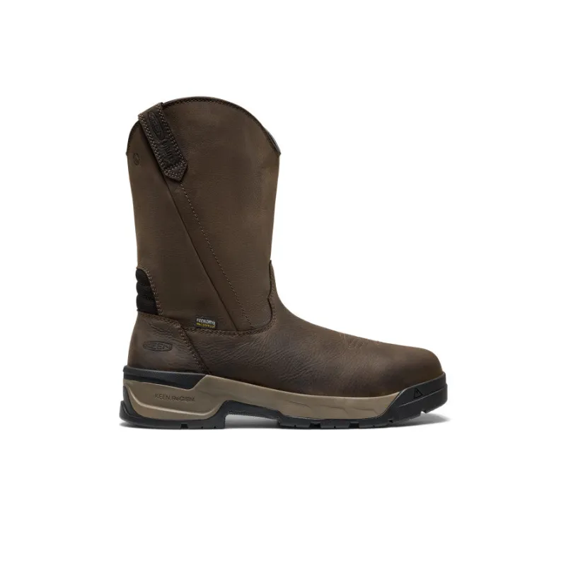 Men's Flatland Pull-On Waterproof Work Boot (Carbon Toe) | Dark Brown/Black made by Keen