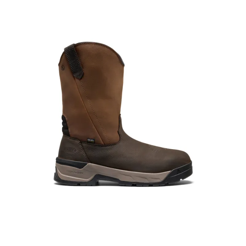 Men's Flatland Pull-On Waterproof Work Boot (Soft Toe)  |  Bison/Black sold by Keen