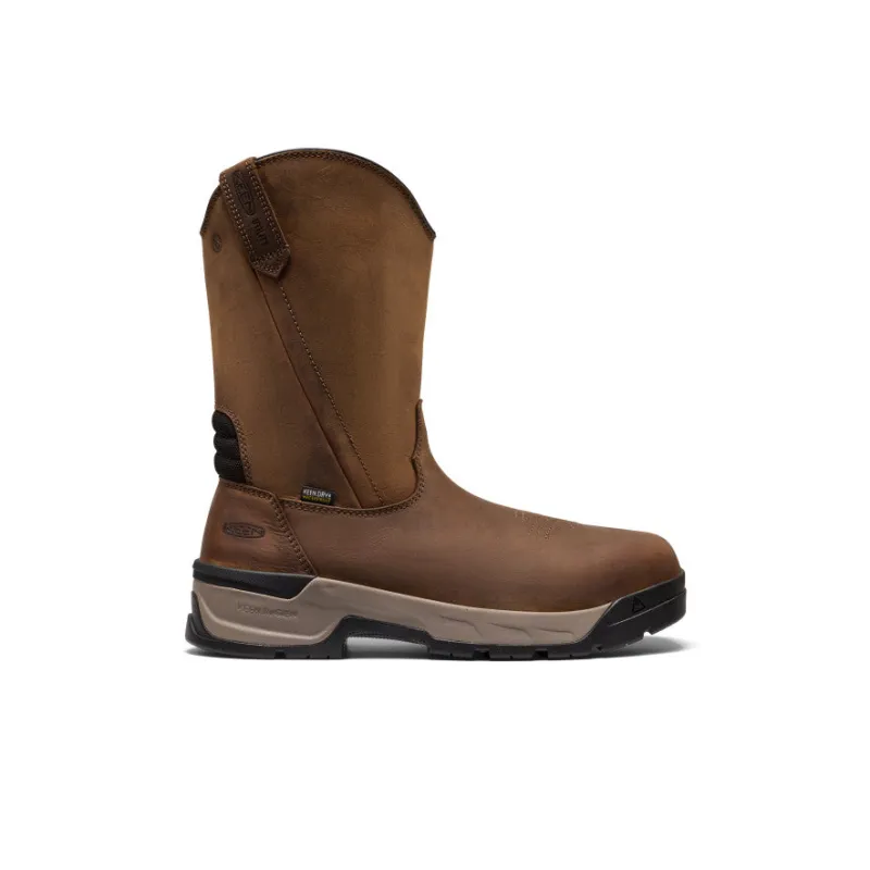 Men's Flatland Pull-On Waterproof Work Boot (Carbon Toe)  |  Bison/Black made by Keen