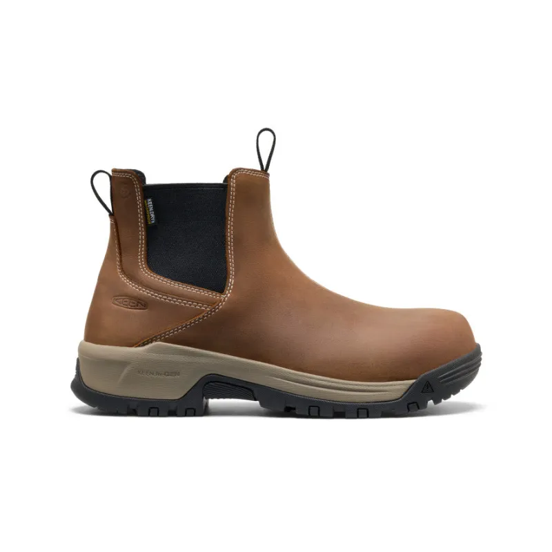 Men's Evanston Chelsea Waterproof Work Boot (Soft Toe) | Bison/Black made by Keen