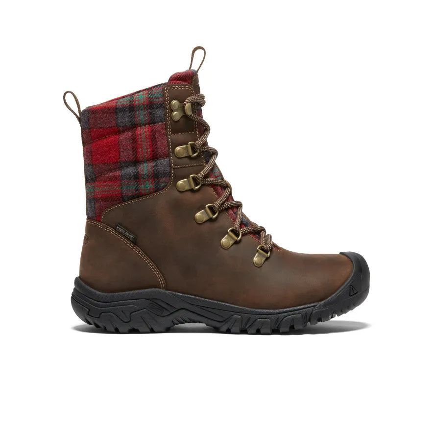 Women's Greta Waterproof Boot | Dark Brown/Red Plaid sold by Keen