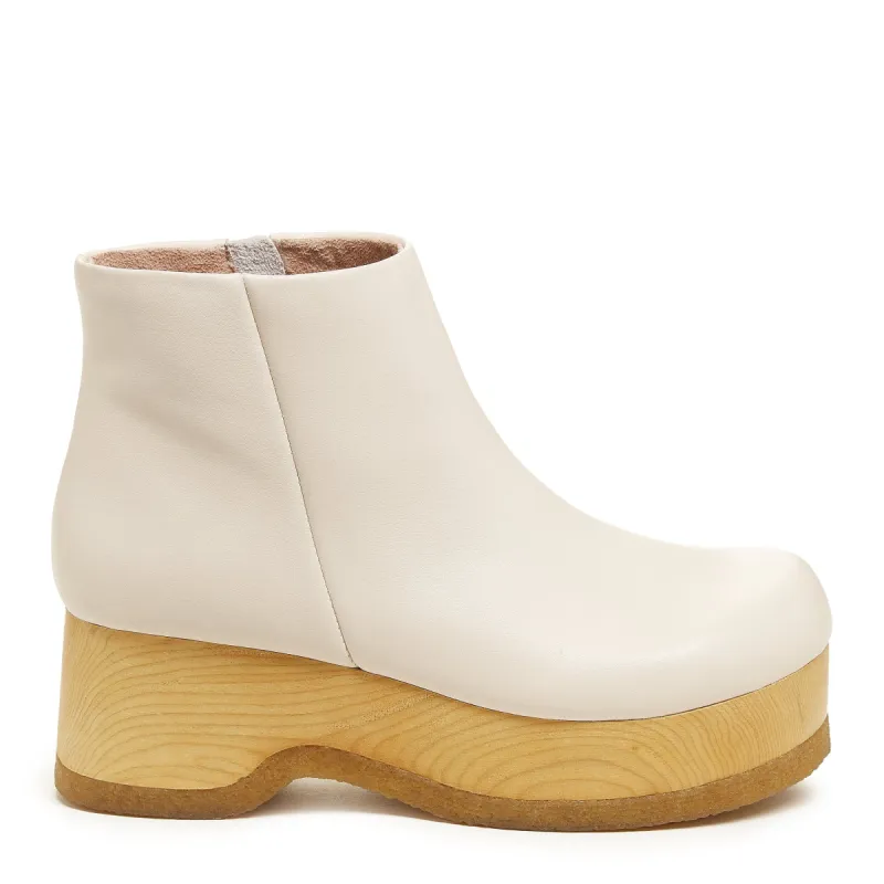 Hill Cream Leather Platform Booties sold by Kelsi Dagger