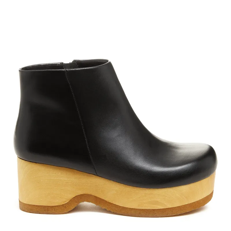 Hill Black Leather Platform Booties sold by Kelsi Dagger