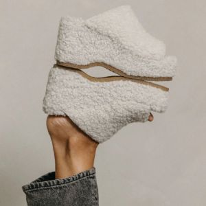 Rowan Natural Faux Shearling Platform Sandals sold by Kelsi Dagger