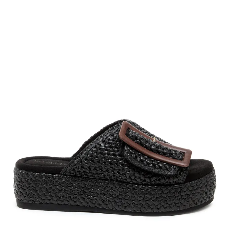 Dover Black Raffia Platform Sandals sold by Kelsi Dagger