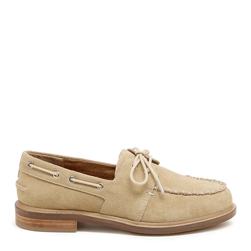 Linny Oatmeal Suede Boat Shoe made by Kelsi Dagger