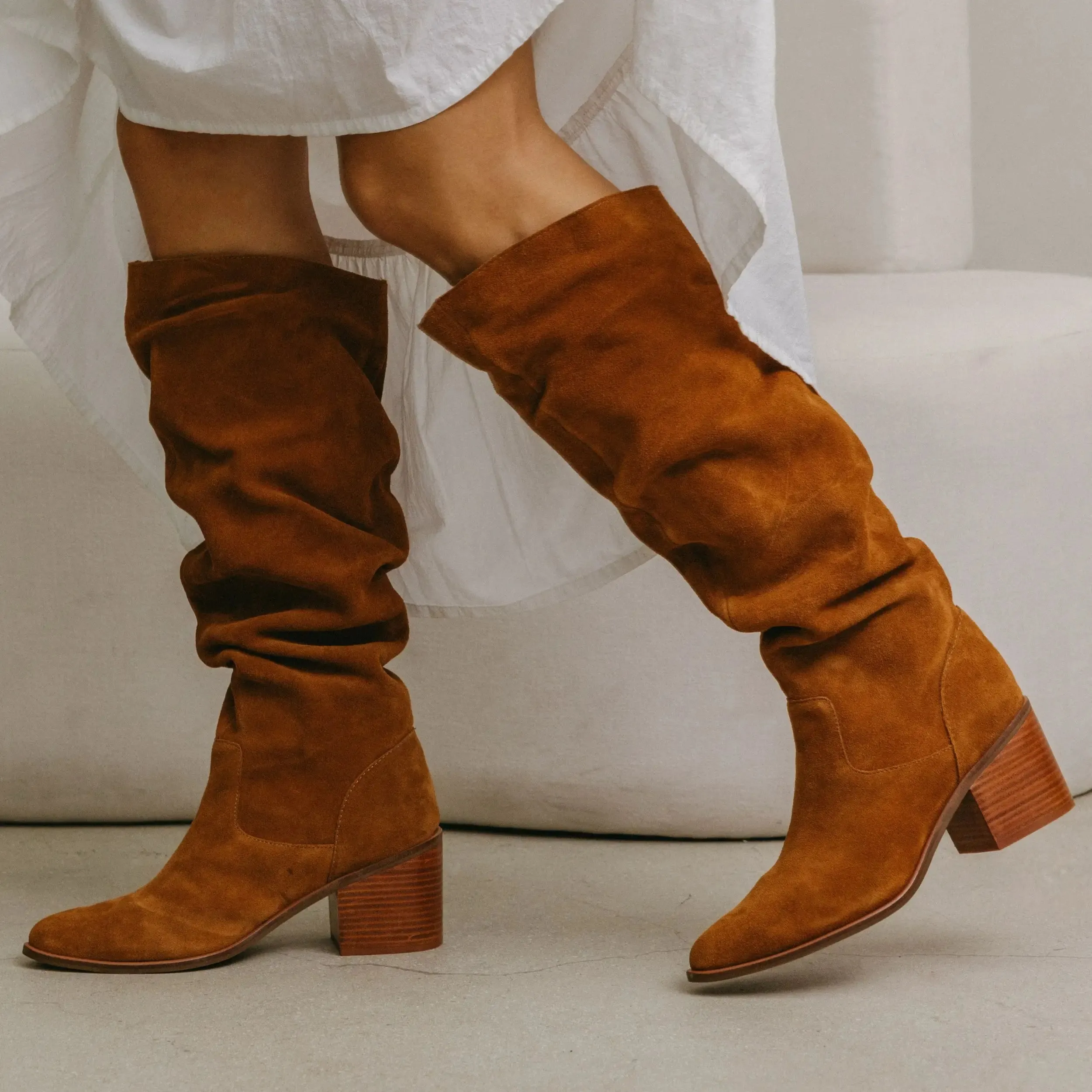 Easton Cognac Suede Slouchy Boots sold by Kelsi Dagger product image thumbnail 2