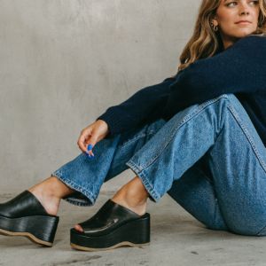 Rowan Black Leather Platform Sandals sold by Kelsi Dagger