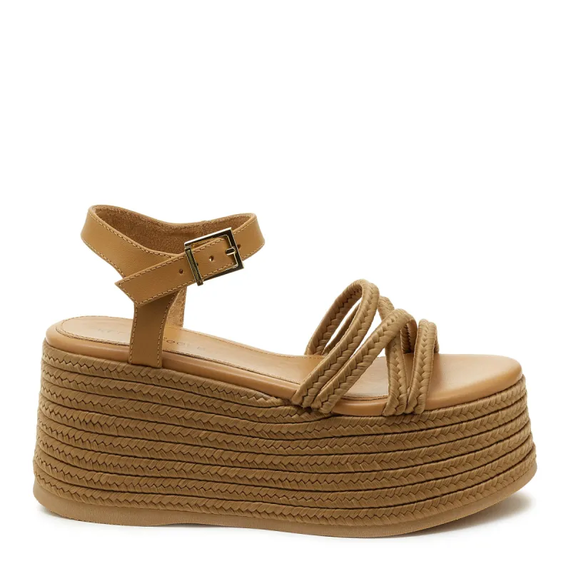 Mend Tan Braided Wedge Sandal sold by Kelsi Dagger