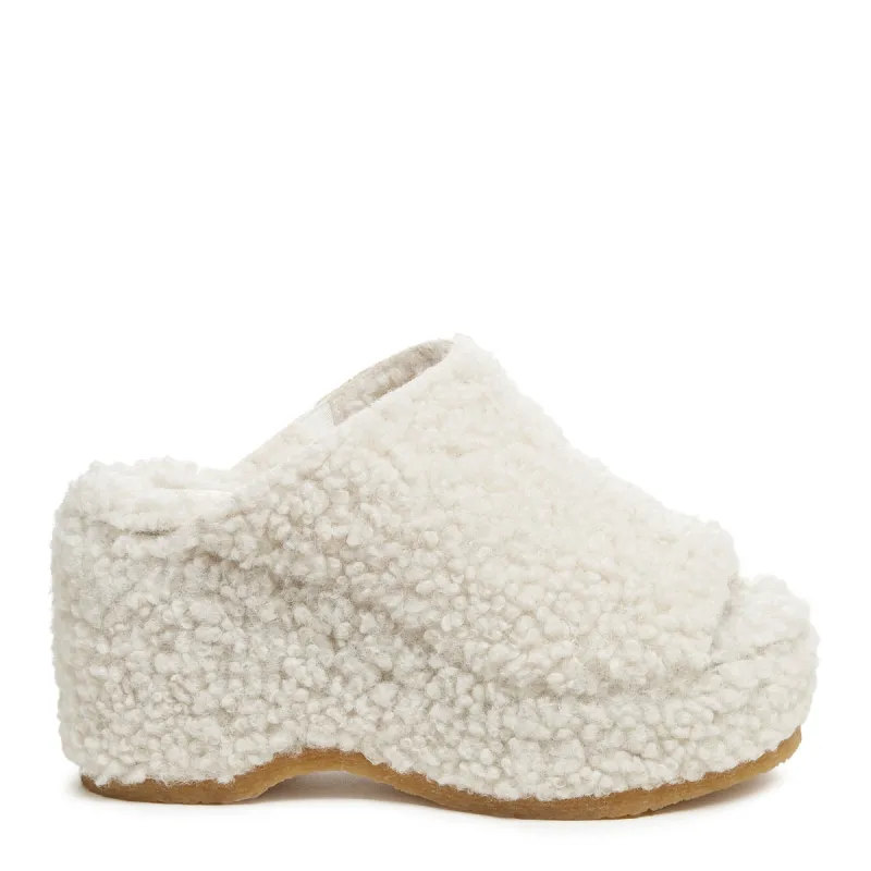 Rowan Natural Faux Shearling Platform Sandals sold by Kelsi Dagger
