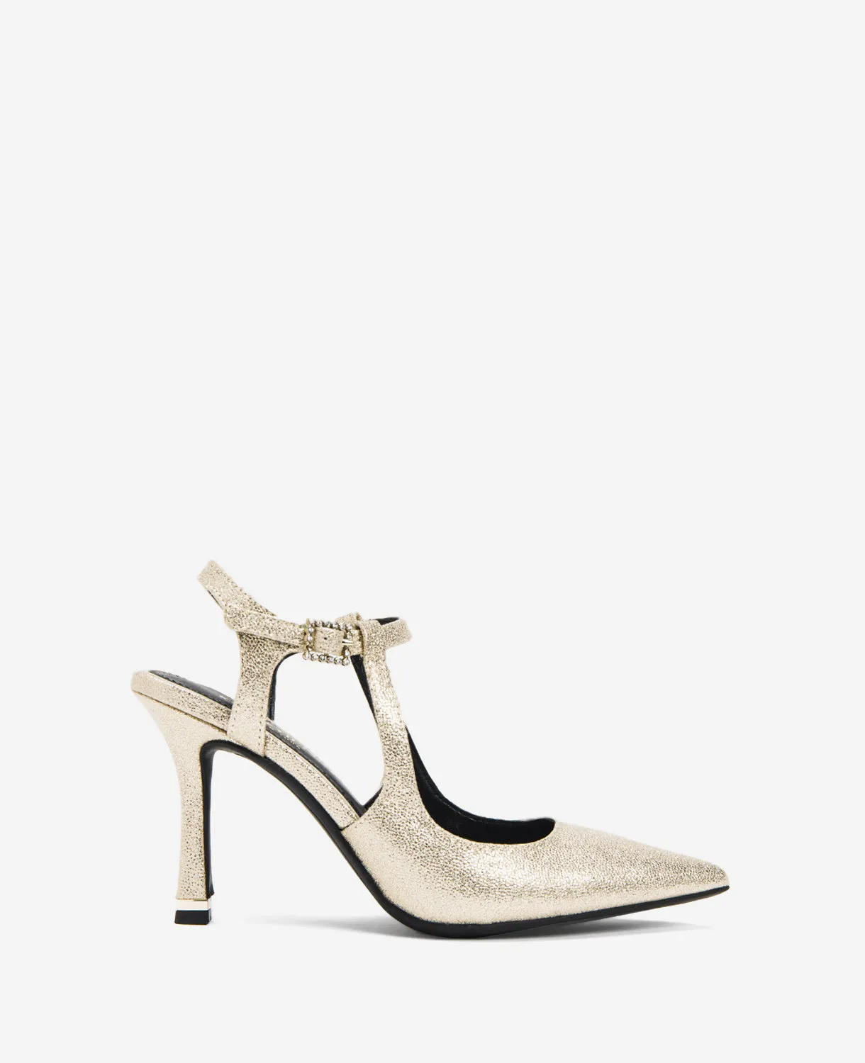Romi Metallic Fabric Ankle Slingback Heel sold by Kenneth Cole