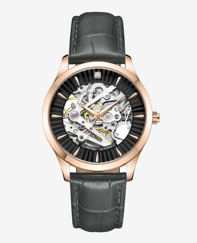 Automatic Diamond-Accented Watch with Leather Strap sold by Kenneth Cole