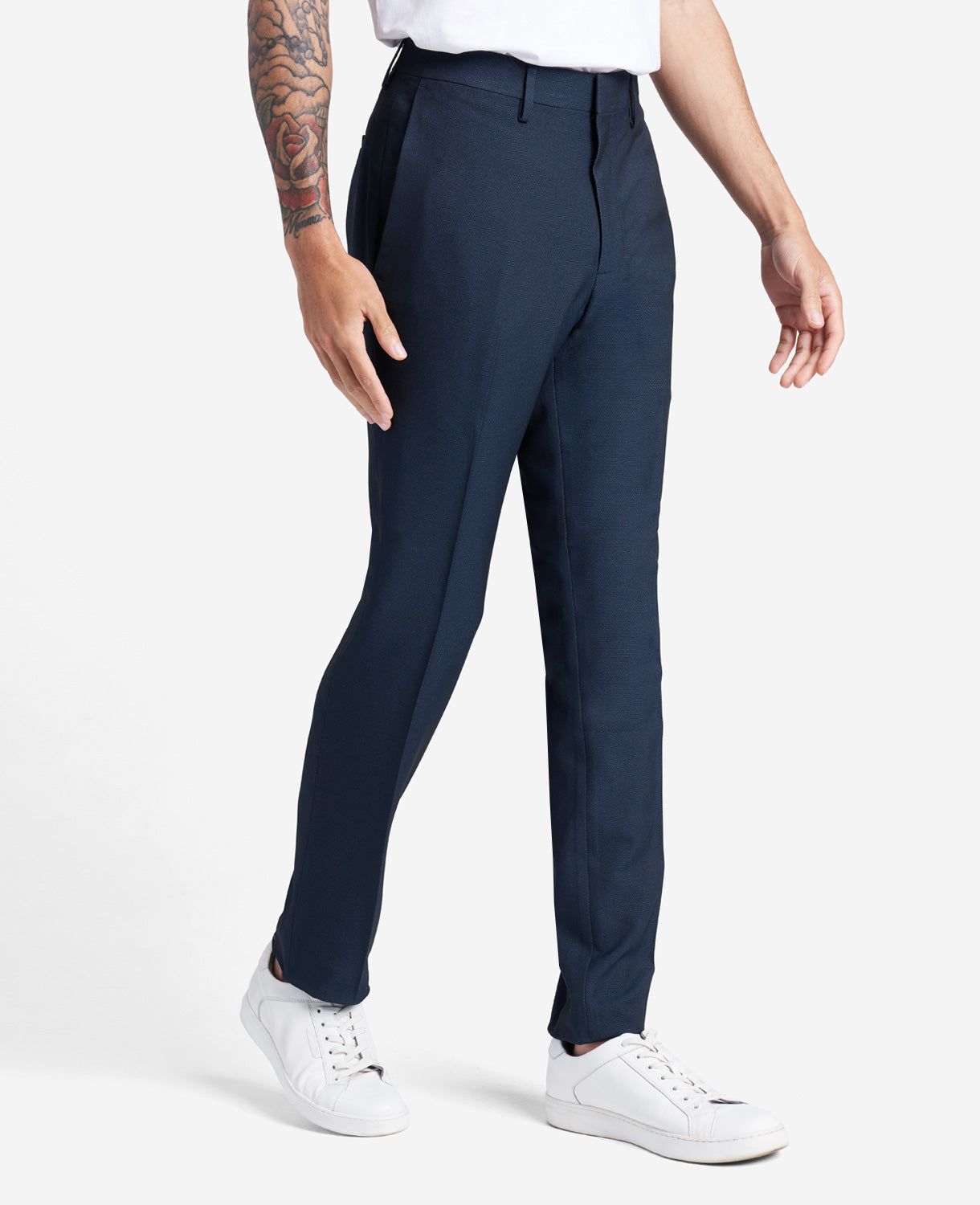 Stretch Slim Fit Flex Waistband Flat Front Chino Pant in Dark Navy sold by Kenneth Cole