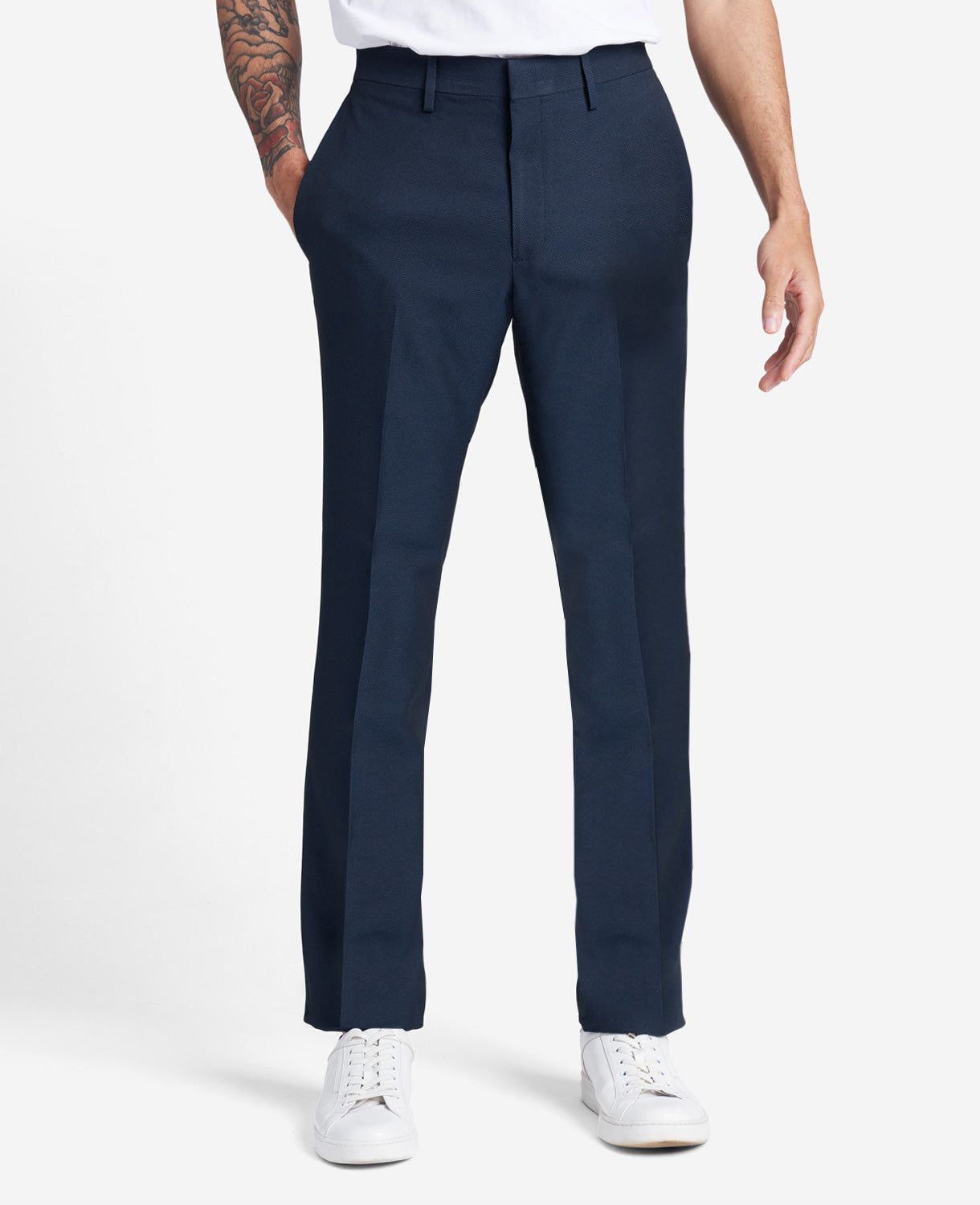 Stretch Slim Fit Flex Waistband Flat Front Chino Pant in Dark Navy sold by Kenneth Cole product image thumbnail 4