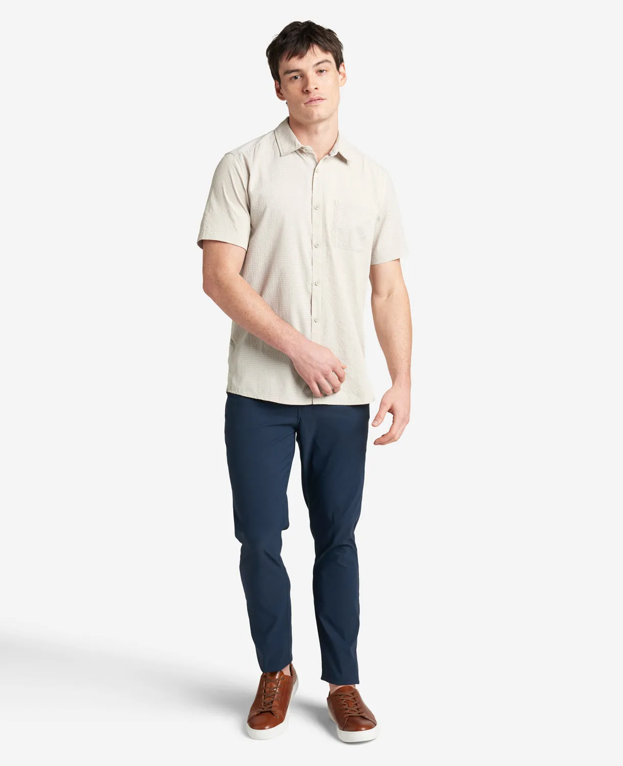 Slim Fit Short-Sleeve Mixed-Media Shirt sold by Kenneth Cole product image thumbnail 2