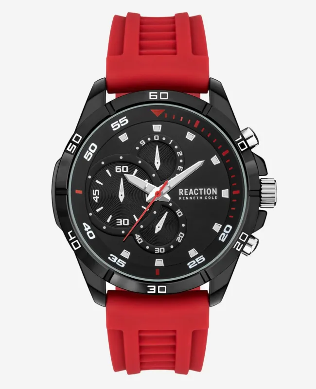Chronograph Watch with Red Silicone Strap sold by Kenneth Cole