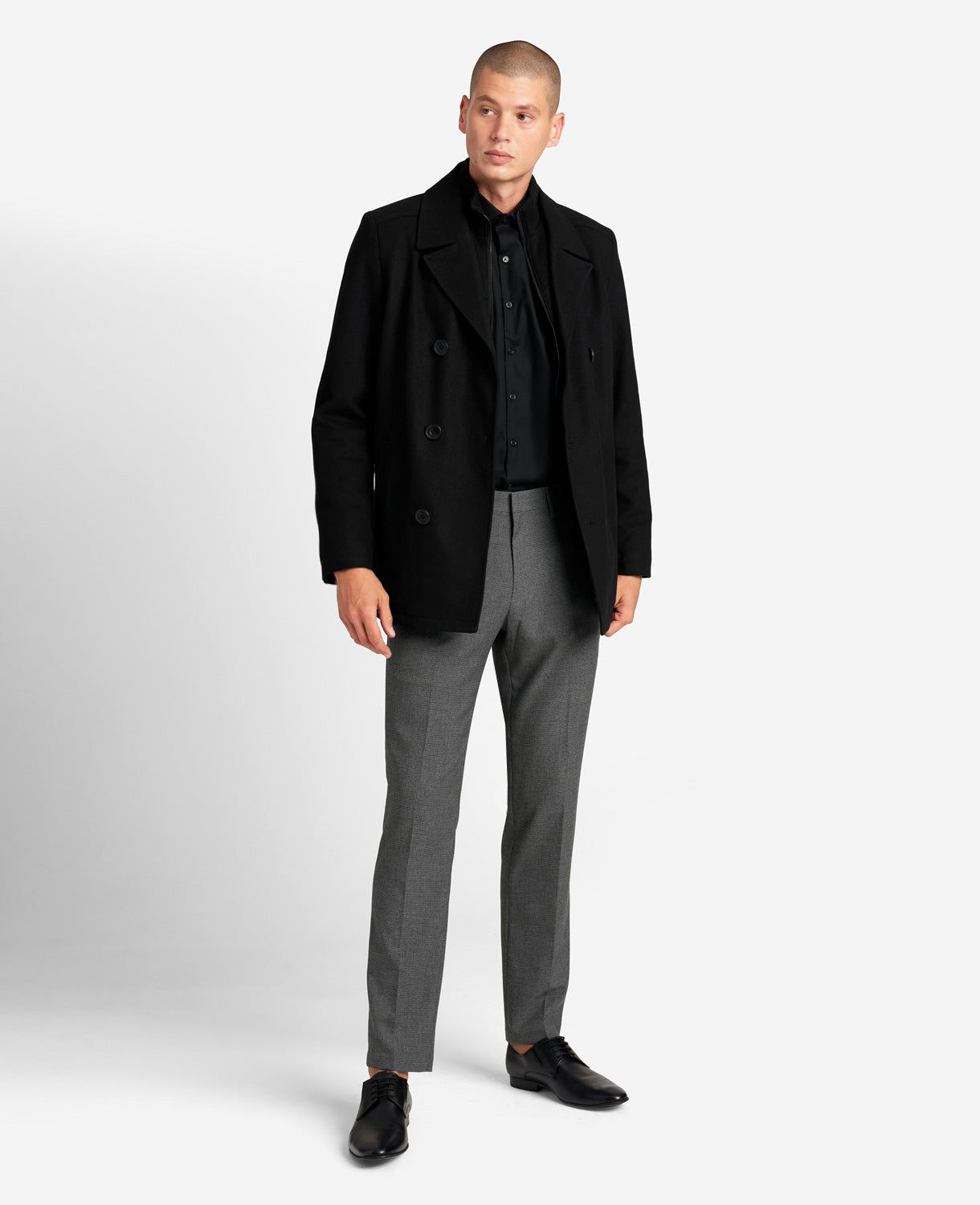 Wool Double-Breasted Peacoat with Ribbed Bib sold by Kenneth Cole product image thumbnail 2