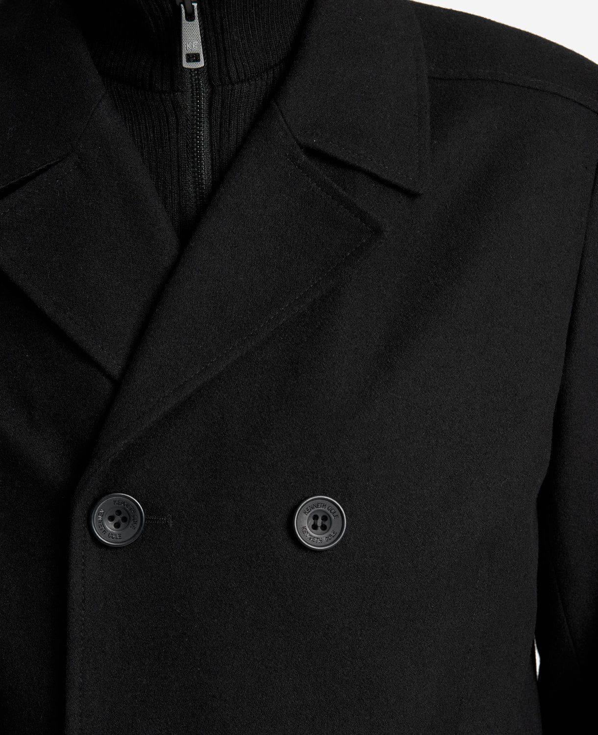 Wool Double-Breasted Peacoat with Ribbed Bib sold by Kenneth Cole product image thumbnail 3