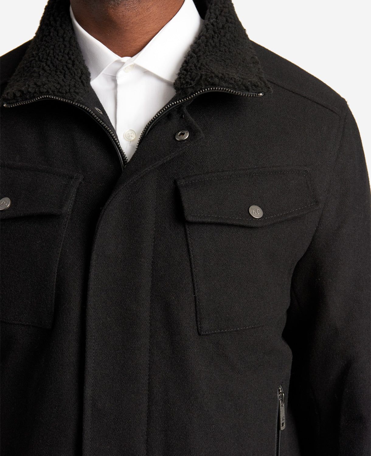 Wool Sherpa-Lined Collar Bomber Jacket sold by Kenneth Cole product image thumbnail 3