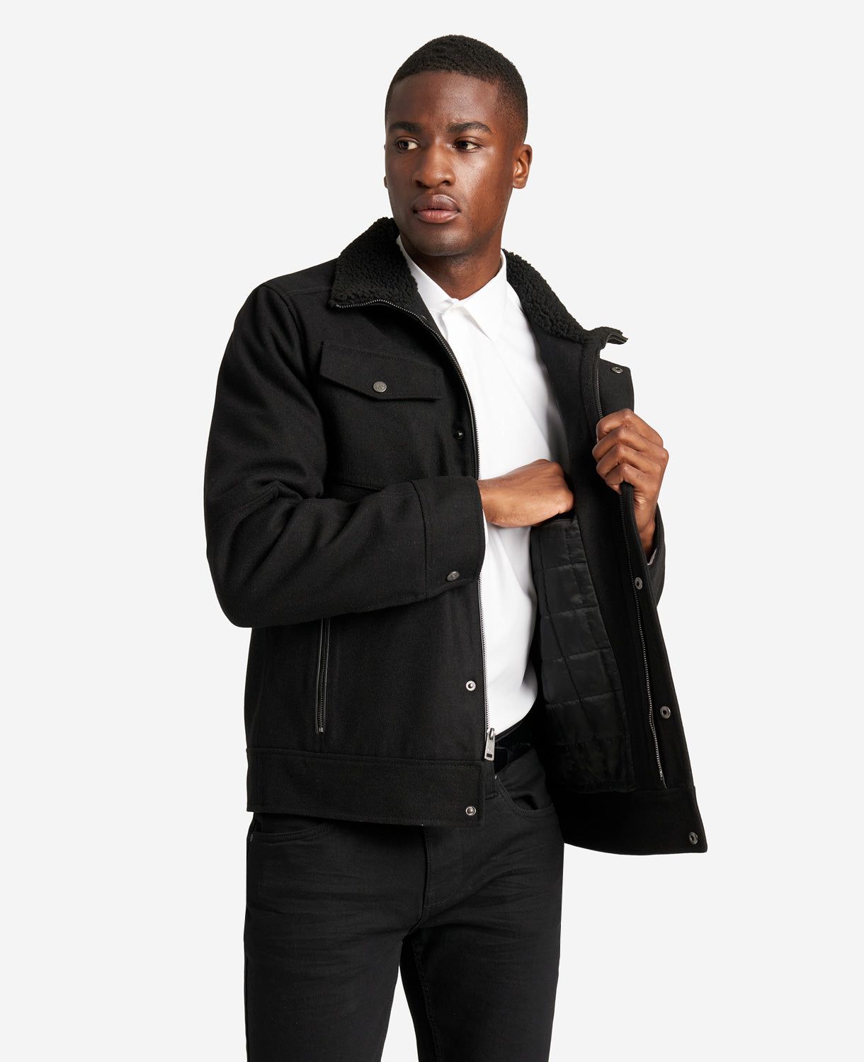 Wool Sherpa-Lined Collar Bomber Jacket sold by Kenneth Cole product image thumbnail 5