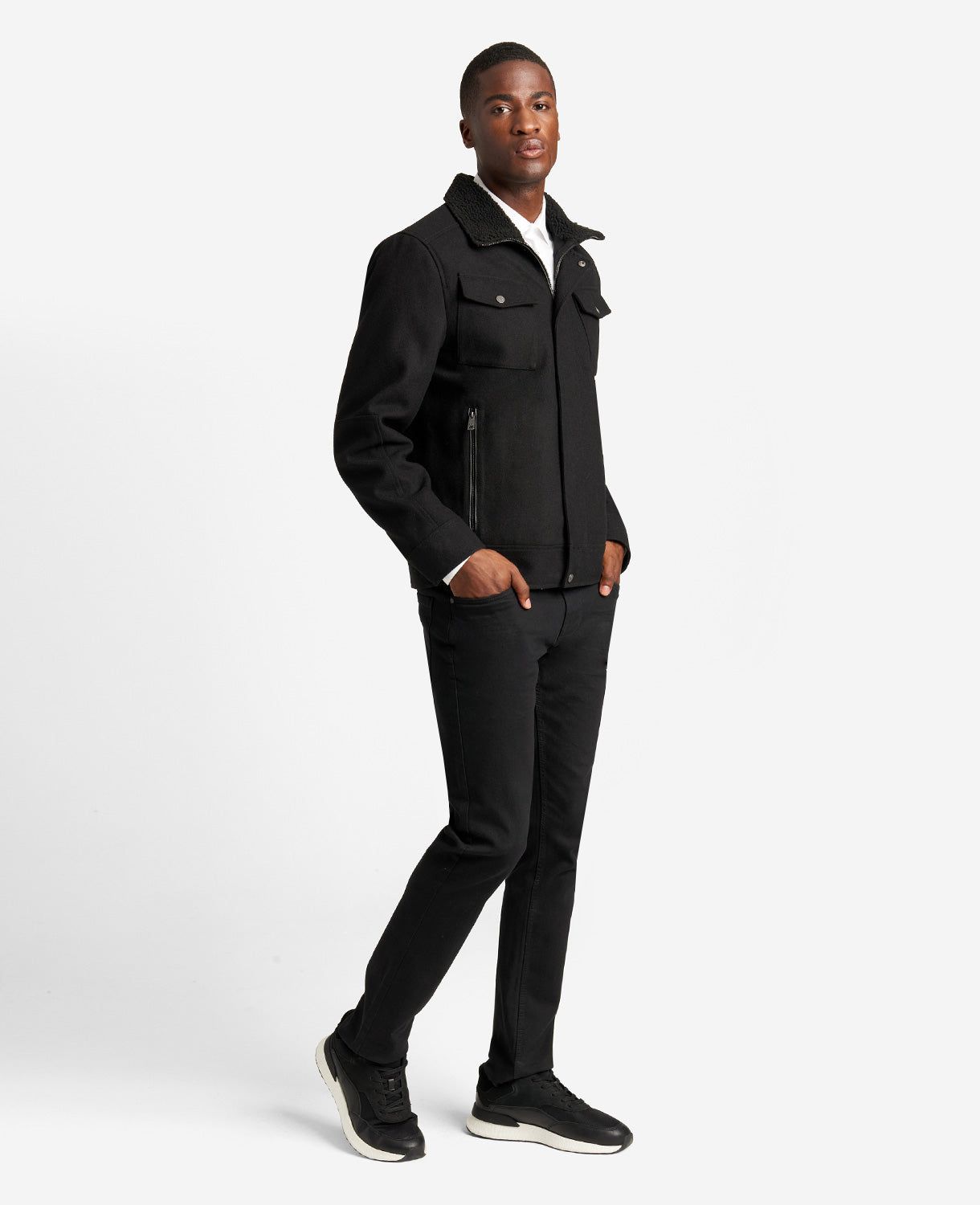 Wool Sherpa-Lined Collar Bomber Jacket sold by Kenneth Cole product image thumbnail 4