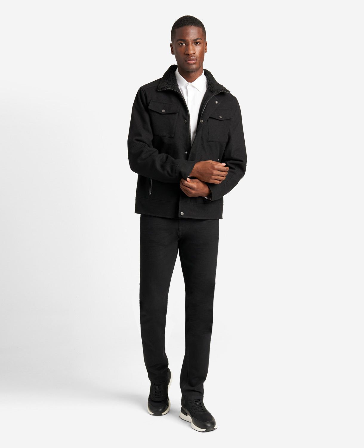 Wool Sherpa-Lined Collar Bomber Jacket sold by Kenneth Cole product image thumbnail 2