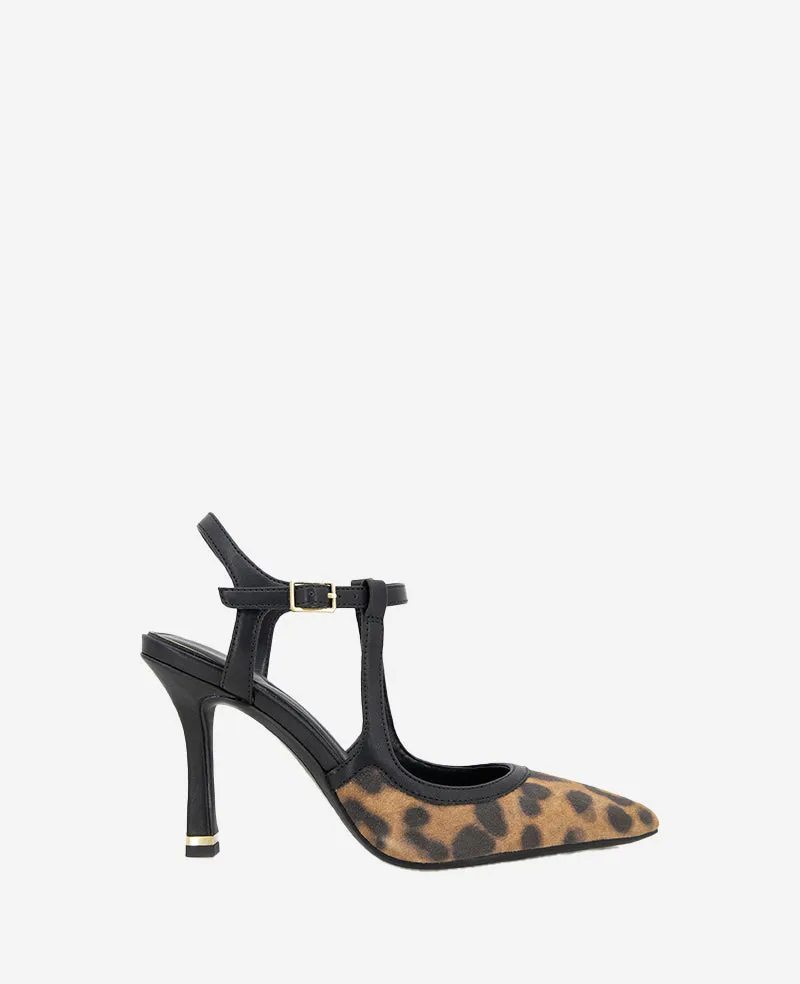 Romi Leopard Suede Ankle Slingback Heel sold by Kenneth Cole