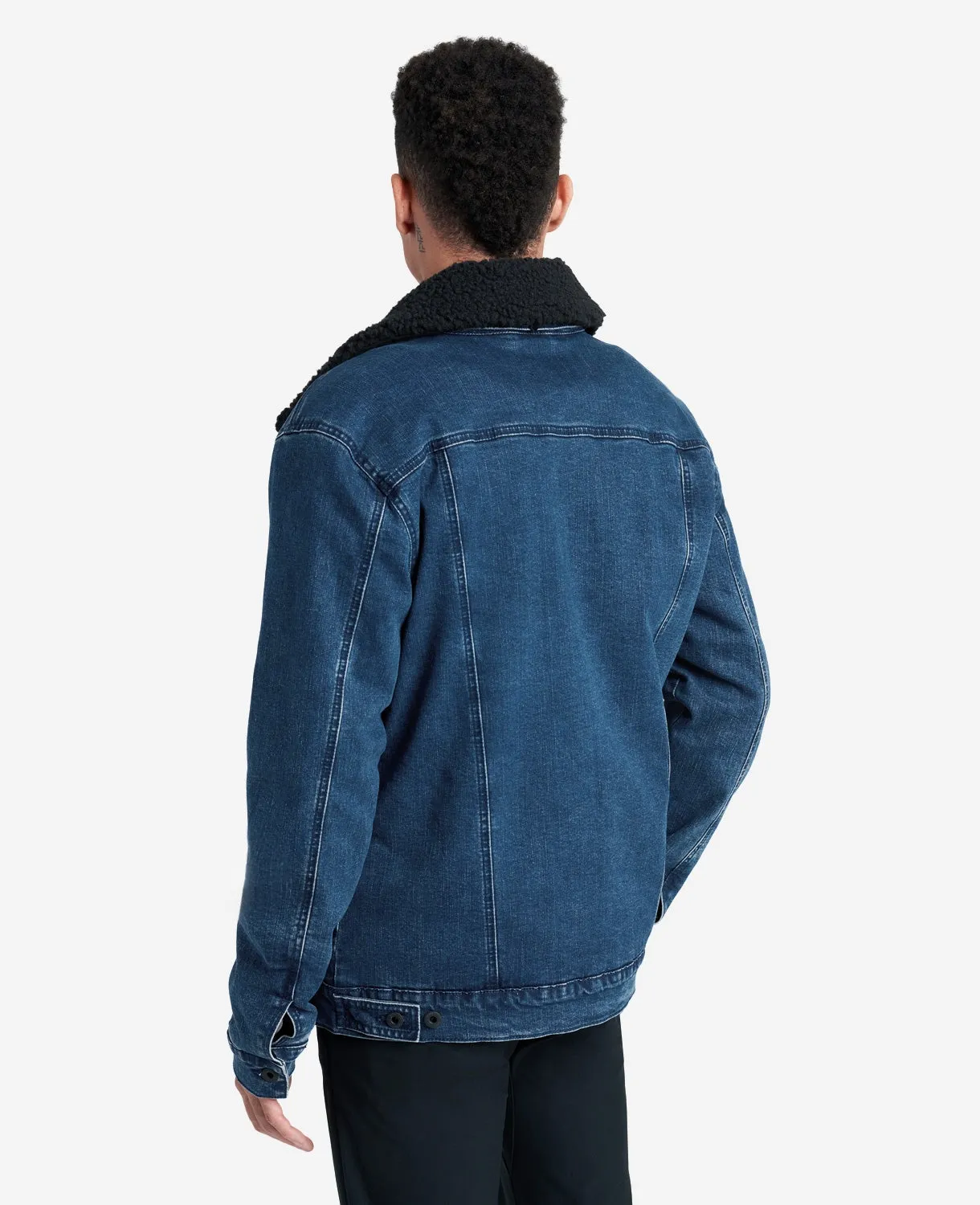 Stretch Denim Jacket in Blue with Sherpa Collar + Lining sold by Kenneth Cole product image thumbnail 5