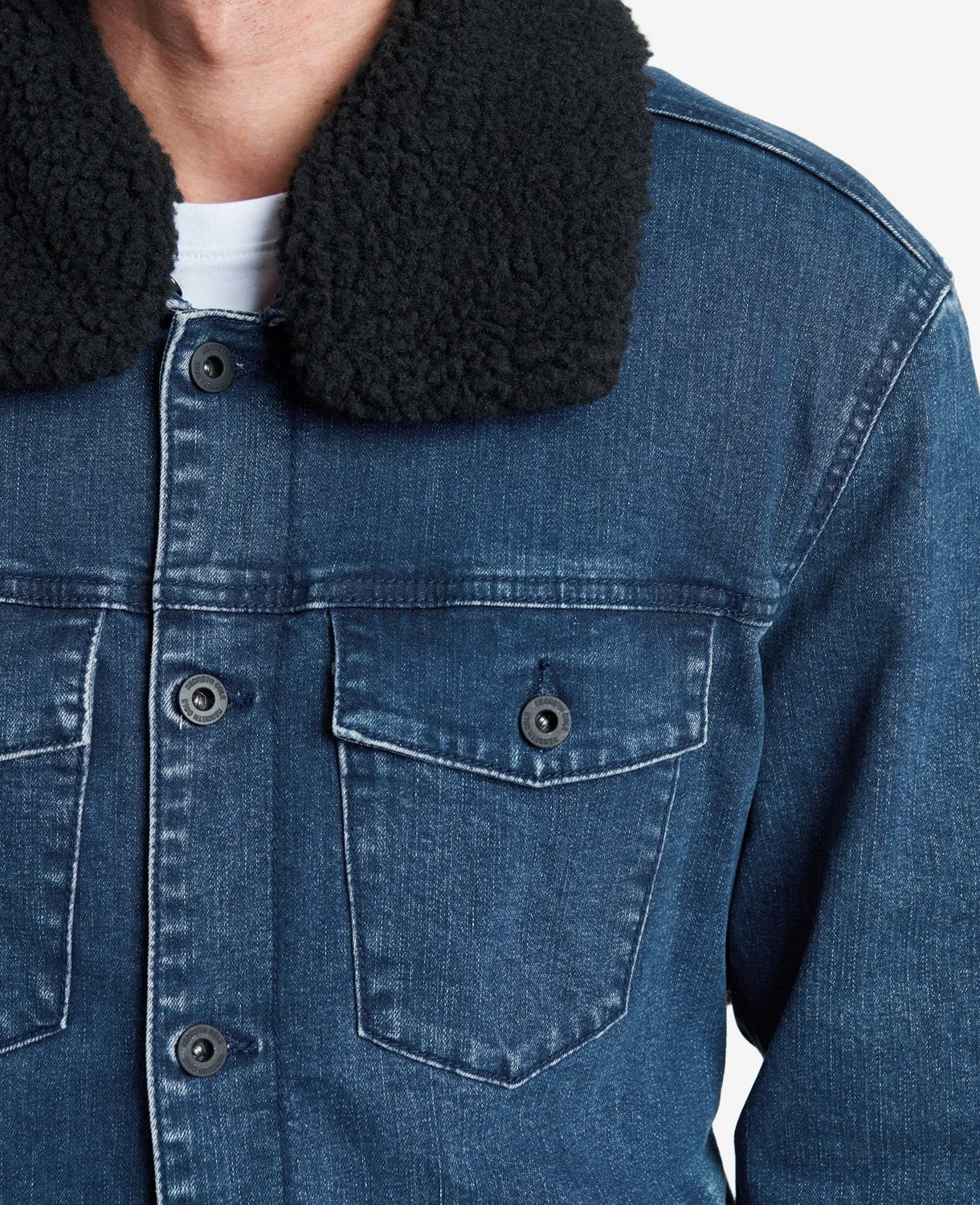 Stretch Denim Jacket in Blue with Sherpa Collar + Lining sold by Kenneth Cole product image thumbnail 3