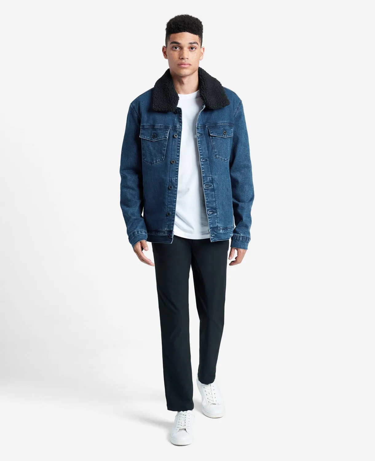 Stretch Denim Jacket in Blue with Sherpa Collar + Lining sold by Kenneth Cole product image thumbnail 2